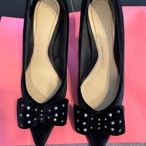 Zara Black Velvet Heels with Bow
